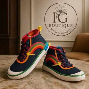 Clarks Kids Sneakers - Navy with Rainbow Accents